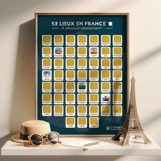 Poster à gratter 52 Lieux en France à découvrir absolument encadré