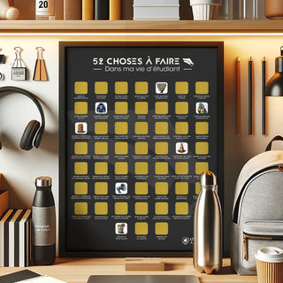 Poster à gratter 52 expériences à vivre vie étudiante encadré