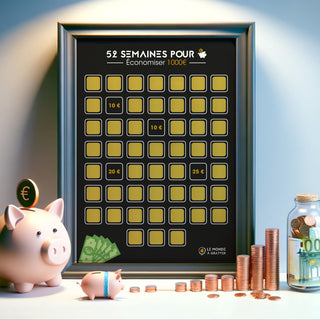 Poster à gratter comment économiser 1000 euros en un an encadré