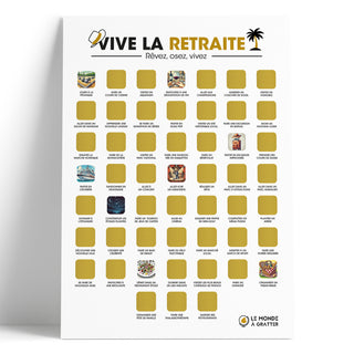 Poster à gratter Vive la retraite gratté blanc
