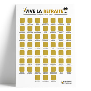 Poster à gratter Vive la retraite non gratté blanc