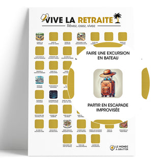 Poster à gratter Vive la retraite zoom blanc