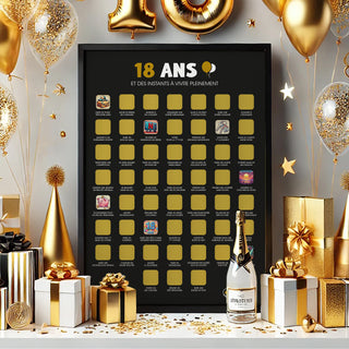 poster à gratter 18 ans encadré