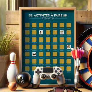 Poster à gratter 52 activités à faire entre amis encadré