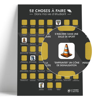 Poster à gratter 52 choses à faire dans ma vie d'étudiant zoom