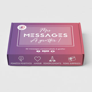 Coffret de messages personnalisables à gratter vue de devant