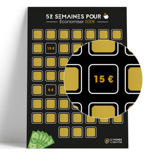 Poster à gratter 52 semaines pour économiser 500e zoom