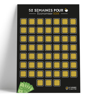 Poster à gratter comment économiser 500 euros en un an non gratté